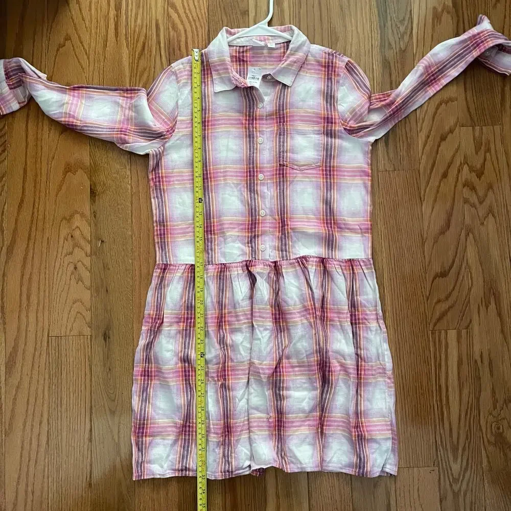 Gap Kids Button Front Shirtdress Girls XXL Pink White Plaid School Wear NWT